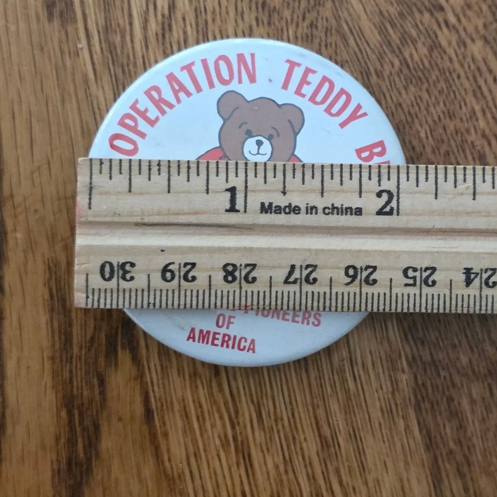Vintage Operation Teddy Bear Telephone Pioneers of America Pinback Button 2